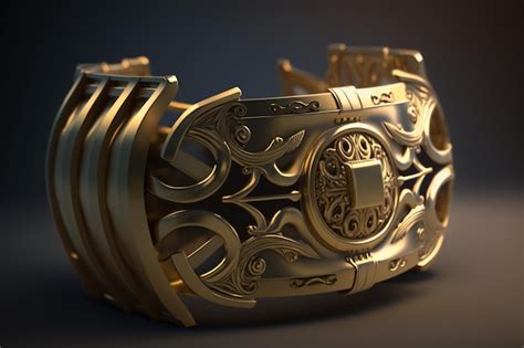 Premium AI Image | A gold bracelet with a decorative design and a scroll design.