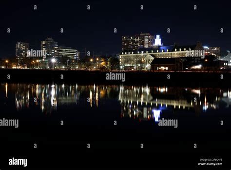 A night skyline of the city of New Brunswick, NJ from across the ...