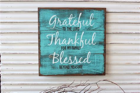 Grateful Thankful Blessed Wood Sign Turquoise Wood Sign | Etsy | Wood signs, Grateful thankful ...