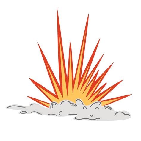 Explosion. Cartoon dynamite or bomb explosion, fire. Boom clouds and smoke element. Dangerous ...