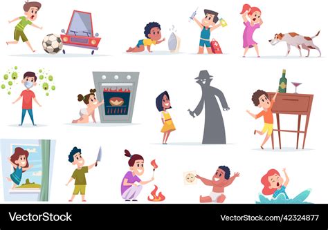 Dangerous situation for kids boys and girl Vector Image