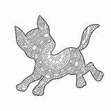 Zentangle Dog Mandala Coloring Page For Adults Christmas Animal  sketch template