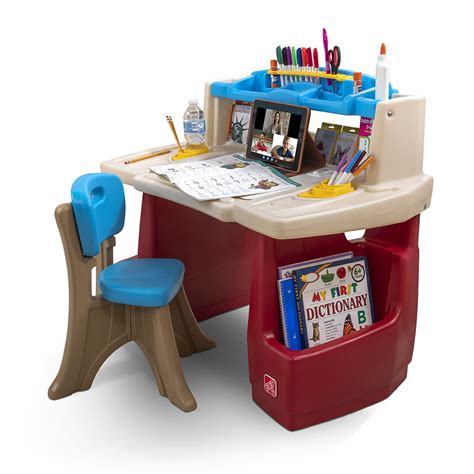Step2 Deluxe Art Master Desk Kids Art Table With Storage And Chair In ...