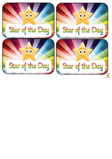 Award Certificate Template - Star Of The Day printable pdf download