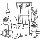 Cozy Reading Nook Coloring Page  Coloring Pagescom sketch template
