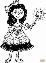 Princess Girl with Wand coloring Page  Free Printable Coloring Pages sketch template