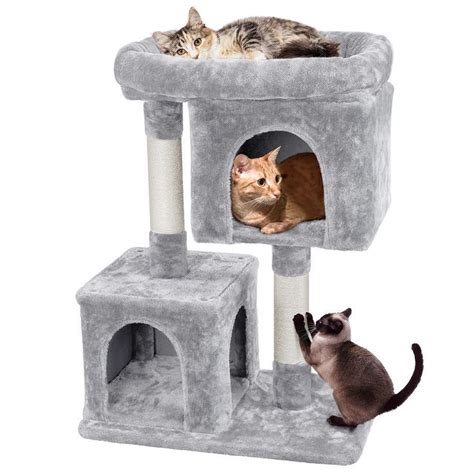 Yaheetech 33.5in Cat Tree Tower for Indoor Cats w/2 Cozy Plush Condos ...