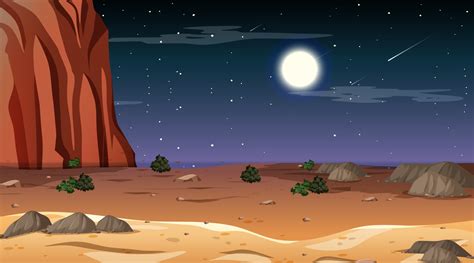 Desert forest landscape at night scene 2701982 Vector Art at Vecteezy