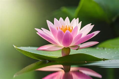 Premium AI Image | a purple water lily sits on a pond.