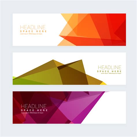 colorful geometric set of three headers - Download Free Vector Art, Stock Graphics & Images