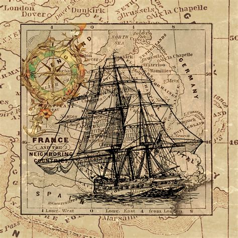 Vintage Ship Map Art Collage Free Stock Photo - Public Domain Pictures