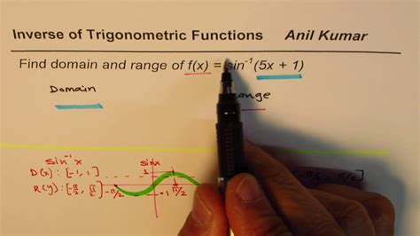 Find domain and range of sine inverse (5x+1) - YouTube