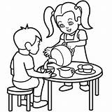 Tea Party Coloring Page To Print For Kids Great  sketch template