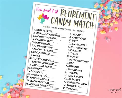 Retirement Party Games Retirement Candy Match Fun - Etsy UK