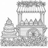 Cake And Cupcake Cart Coloring Pages  ColoringDraftcom sketch template
