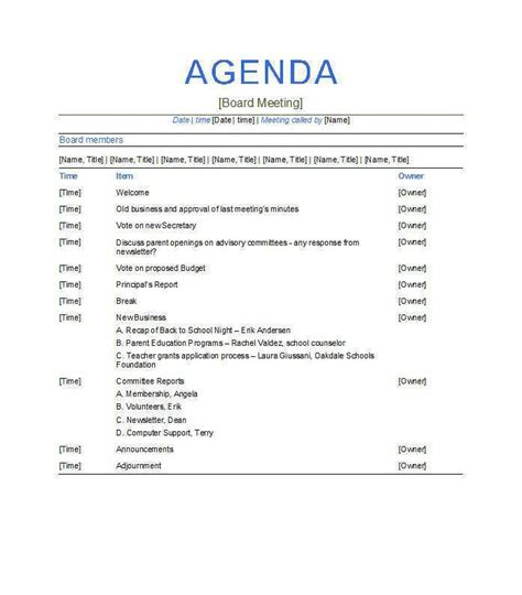 Meeting Agenda Format Examples - Cards Design Templates