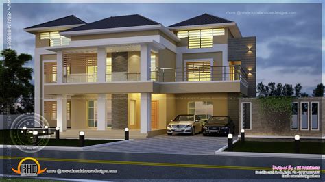 Modern villa night view elevation | Home Kerala Plans