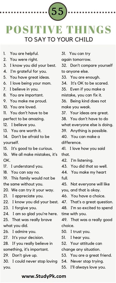 Encouraging Words & Phrases! 55 Positive Things To Say To Your Child ...