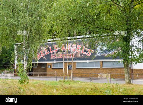 Hells Angels Motorcycle Club gang clubhouse with emblem on house Stock Photo: 50129953 - Alamy