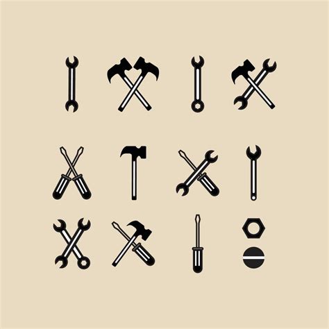 set mechanic tool linear logo, icon and symbol, with emblem vector ...