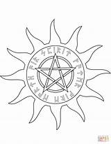 Wiccan Pentagram With Five Elements coloring Page  Free Printable sketch template
