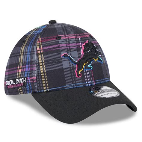 Men's New Era Black Detroit Lions 2024 NFL Crucial Catch Plaid 39THIRTY ...