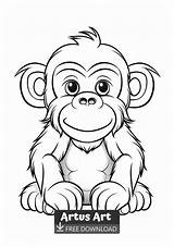 Ape Coloring Page sketch template