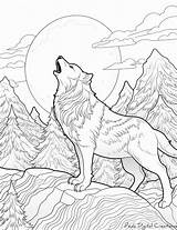 Moonlit Serenade Wolf Howling Coloring Page  Etsy sketch template