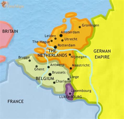 Map of the Low Countries, 1914: Early 20th Century History | TimeMaps