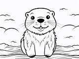 Fun Sea Otter Coloring Page  sketch template