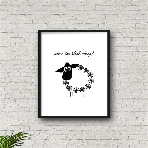 Black Sheep Print Idiom Print Black Sheep Idiom Art Black - Etsy