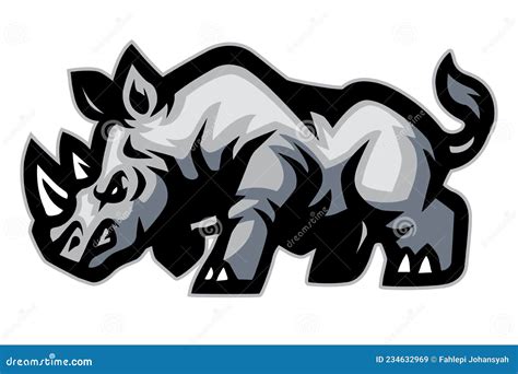 Cartoon Angry Rhino Mascot Design Stock Vector - Illustration of power ...