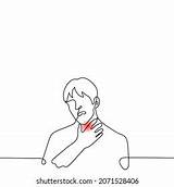 Man Grimaced Sore Throat One Line Stock Vector Royalty Free  sketch template