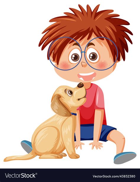 A boy with his dog cartoon character Royalty Free Vector