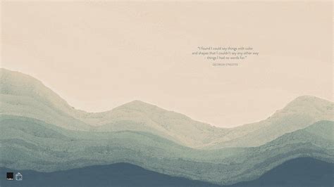 an abstract landscape with mountains and a quote on the left side that ...