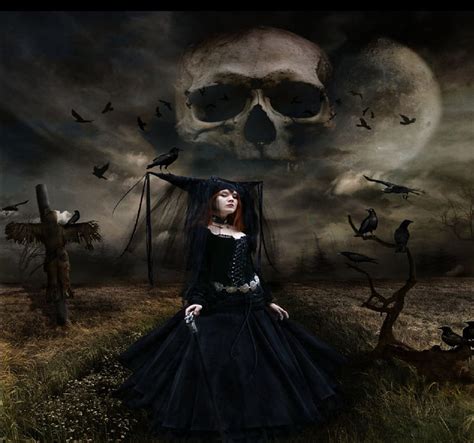 Gothic Witch, goth, witch, crows, halloween, skull, HD wallpaper | Peakpx