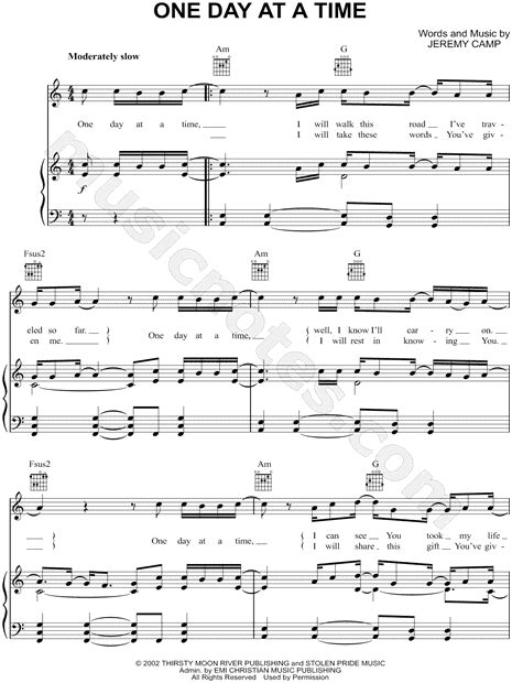 Jeremy Camp "One Day At a Time" Sheet Music in A Minor - Download ...