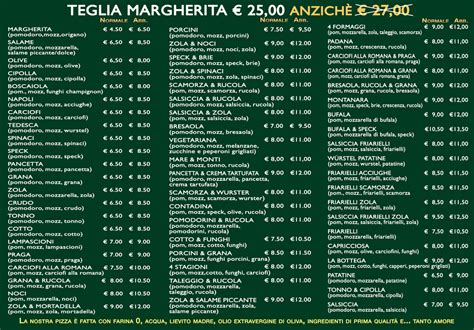 Menu – La Bottega della Pizza