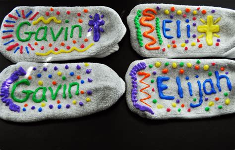 Personalized Skid Proof Socks. Great idea for hospitalized kids to make for when they can get up ...