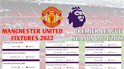 MANCHESTER UNITED ALL FIXTURES 2022 In the PREMIER LEAGUE SEASON 2021/2022 - Win Big Sports