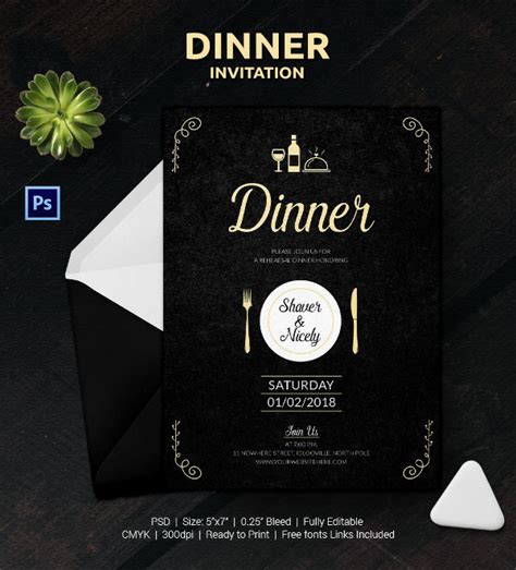 12 Free Sample Dinner Invitation Card Templates - Printable Samples