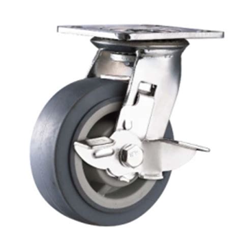 6" Heavy duty PU caster wheel with side brake