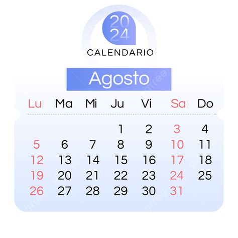 2024 Spanish Calendar Blue Gradient August, Two Thousand And Twenty Four, Spain, Calendar PNG ...