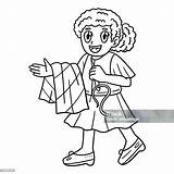 Ilustración De Dibujo Costurera Aislada Para Colorear Niños Y  sketch template