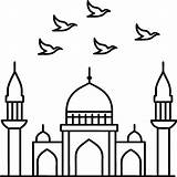 Mosque coloring Pages Outline minaret And Dome On White  sketch template