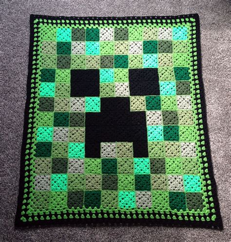 Crocheted Minecraft Creeper Afghan / Blanket for Byron | Crochet ...