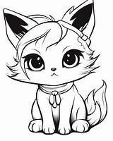 Kawaii Cat Coloring Pages For Kids sketch template