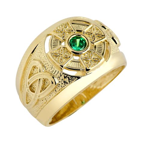 Men's Solid Gold Celtic Birthstone Ring