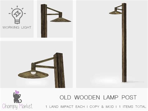 Second Life Marketplace - Old Wooden Lamp Post