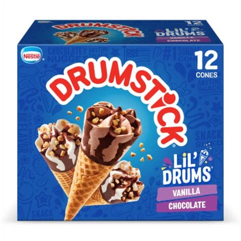 Drumstick Lil' Drums Vanilla/Chocolate Frozen Dairy Dessert Cones, 12 ct - Kroger